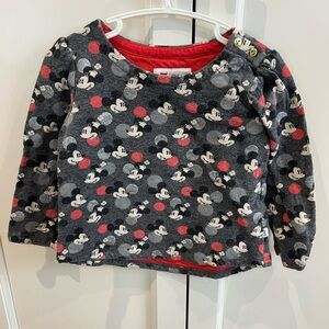 GAP Mickey Mouse Patterned Kids Sweatshirt - Gray and Red 3t